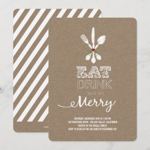 Eat Drink and Be Merry Rustic Holiday Party Invite