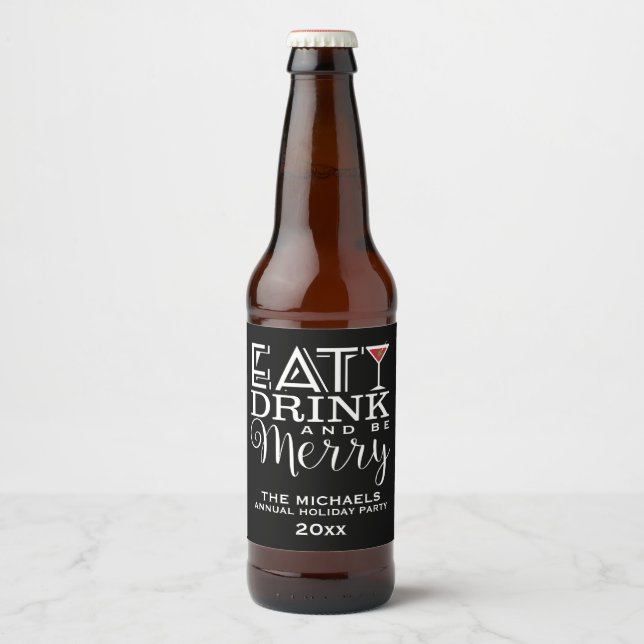 Eat, Drink and Be Merry, Stripes Beer Bottle Label (Front)