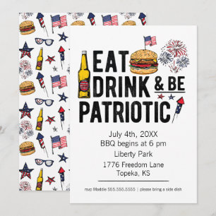 Eat, Drink and be Patriotic 4th of July Invitation