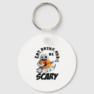 Eat Drink And Be Scared Minimal Clean Keychain