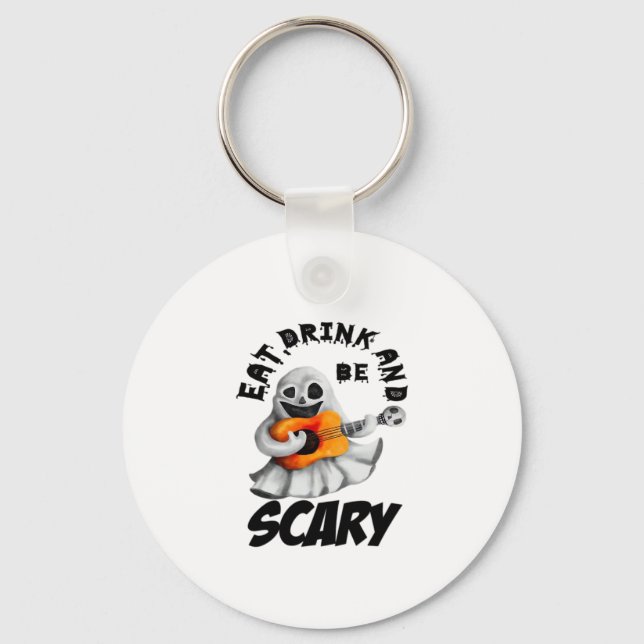 Eat Drink And Be Scared Minimal Clean Keychain (Front)