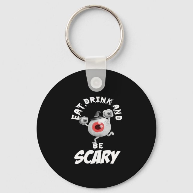 Eat Drink And Be Scared Retro Classic Keychain (Front)