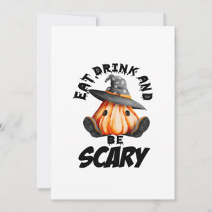 Eat Drink And Be Scared Retro Cool Holiday Card