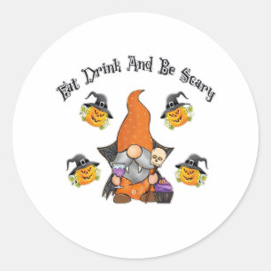 Eat Drink And Be Scary Basic Casual Classic Round Sticker