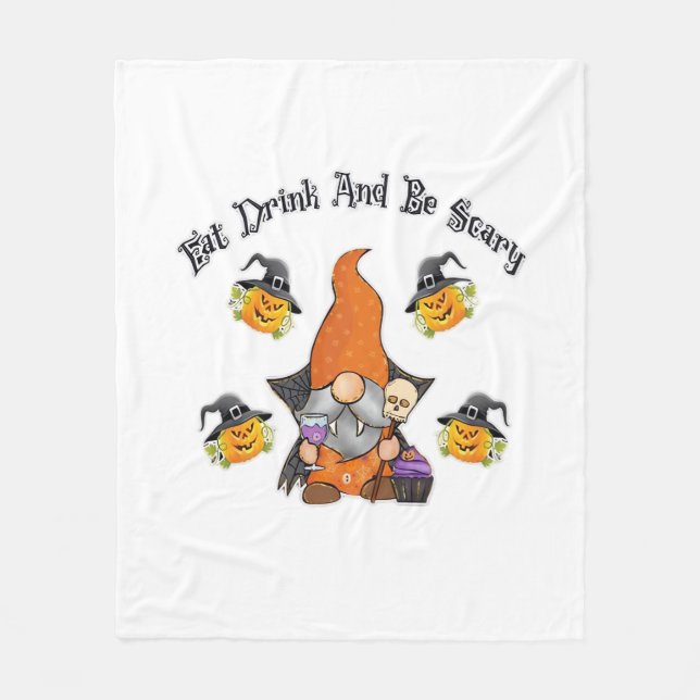 Eat Drink And Be Scary Basic Casual Fleece Blanket (Front)