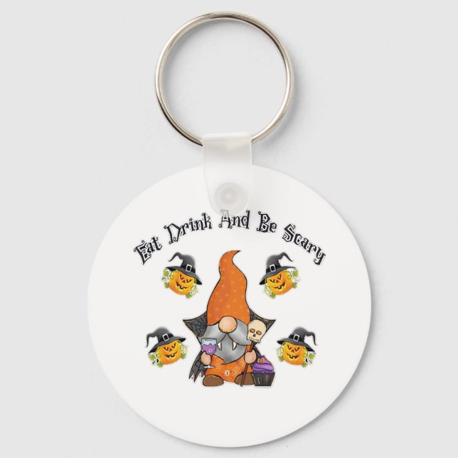 Eat Drink And Be Scary Basic Casual Keychain (Front)
