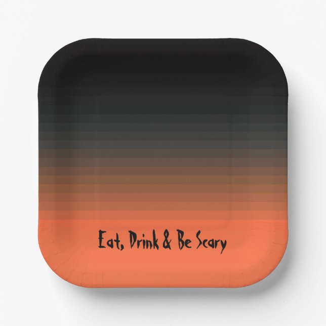 Eat Drink and Be Scary, Black and Orange  Paper Plate (Front)