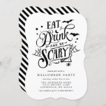 Eat Drink And Be Scary Black Stripes Halloween Invitation<br><div class="desc">Eat Drink And Be Scary Black Stripes Halloween Party Invitation. Personalize this custom holiday design with your own party details. Perfect for a family Halloween  dinner or for a Corporate holiday party!</div>