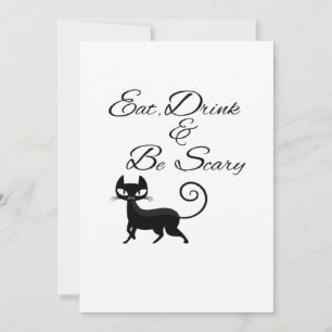 Eat Drink And Be Scary Cat Funny Cute Spooky Hallo Holiday Card