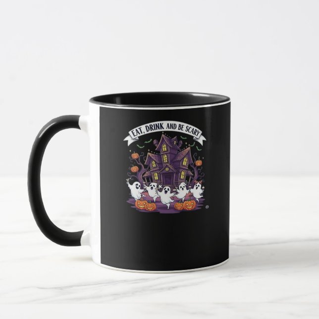 Eat Drink And Be Scary Classic Funny Retro Mug (Left)