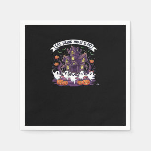 Eat Drink And Be Scary Classic Funny Retro Napkin