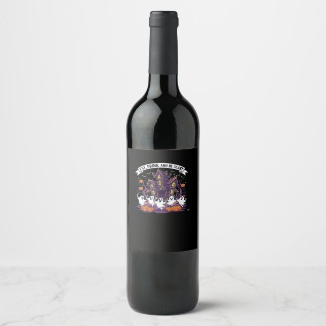 Eat Drink And Be Scary Classic Funny Retro Wine Label (Front)