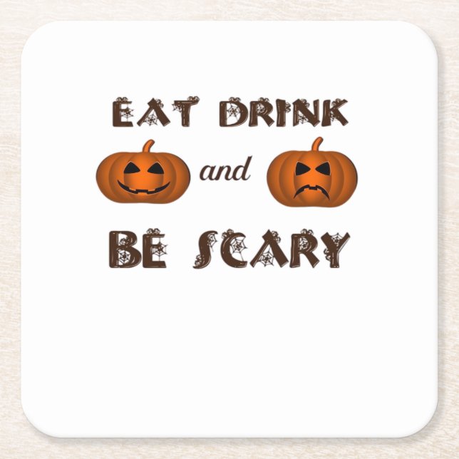 Eat Drink And Be Scary Classic Graphic Square Paper Coaster (Front)