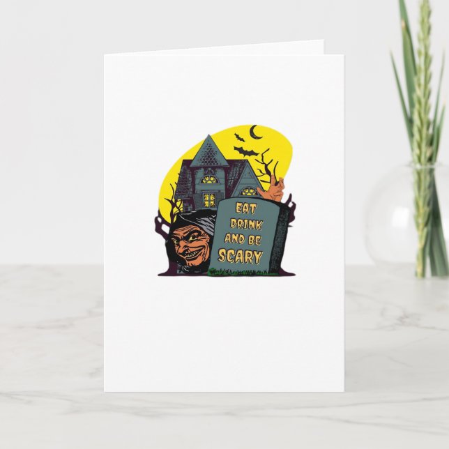 Eat Drink And Be Scary Classic Simple Card (Front)