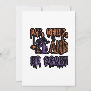 Eat Drink And Be Scary Colourful Artistic Typograp Holiday Card