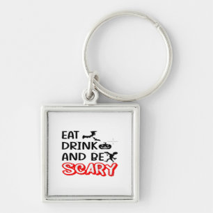 Eat Drink And Be Scary Design Retro Classic Keychain