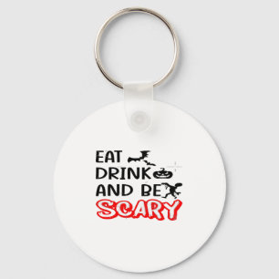 Eat Drink And Be Scary Design Retro Classic Keychain