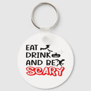 Eat Drink And Be Scary Design Retro Classic Keychain