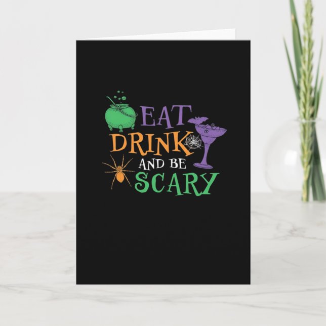Eat Drink And Be Scary Essential Retro Graphic Card (Front)