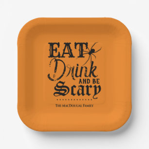 Eat Drink and be Scary Family Halloween Party Paper Plate