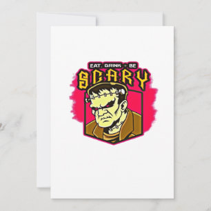 Eat Drink And Be Scary Frankenstein Halloween Crea Holiday Card