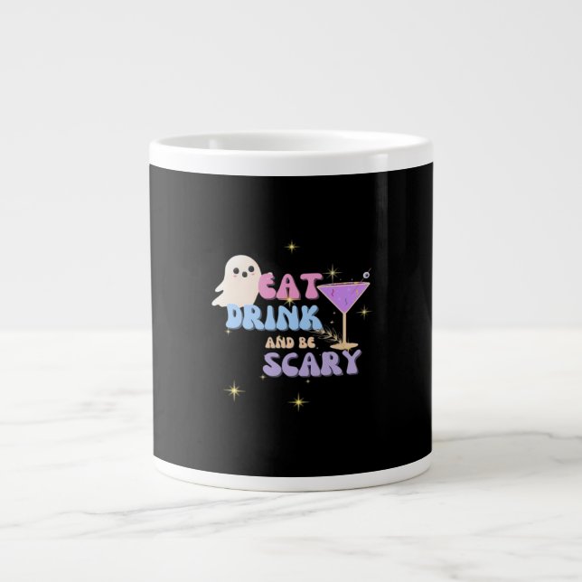 Eat Drink And Be Scary Funny Halloween Casual Uniq Large Coffee Mug (Front)