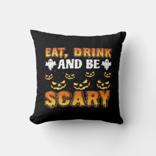 Eat Drink And Be Scary Funny Halloween Essential Throw Pillow