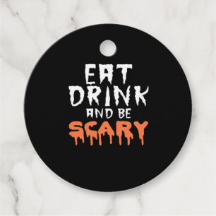 Eat Drink And Be Scary Funny Halloween Minimal Cle Favour Tags