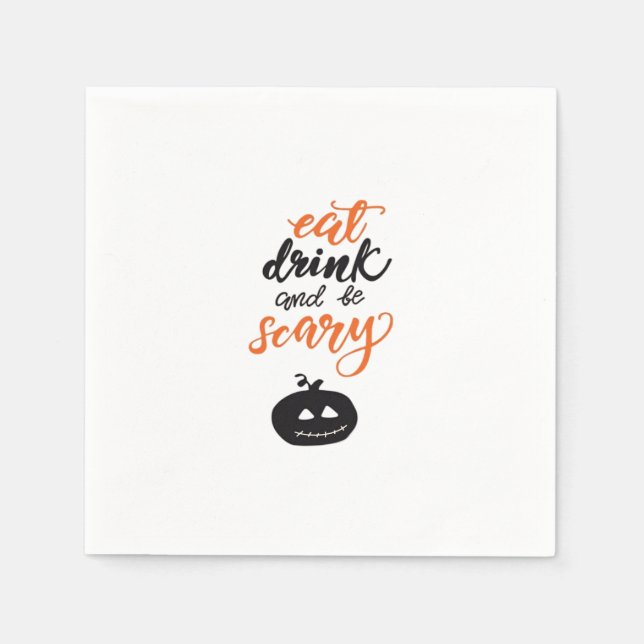Eat Drink And Be Scary Funny Halloween Napkin (Front)