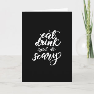 Eat Drink And Be Scary Funny Halloween Vintage Sty Card