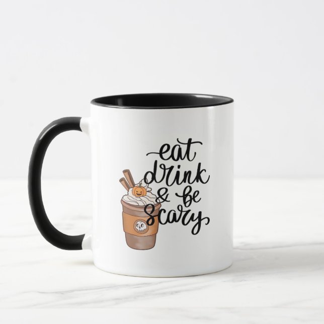 Eat Drink And Be Scary Funny Trendy Mug (Left)