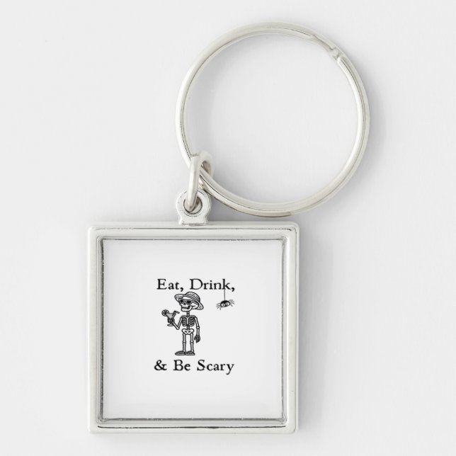 Eat Drink And Be Scary Halloween Aesthetic Style Keychain (Front)