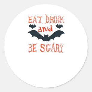 Eat Drink And Be Scary Halloween Bats Party Hallow Classic Round Sticker