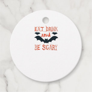 Eat Drink And Be Scary Halloween Bats Party Hallow Favour Tags