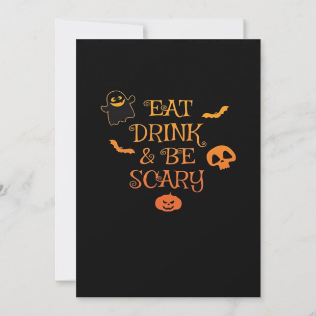 Eat Drink And Be Scary Halloween Classic Retro Sty Holiday Card (Front)