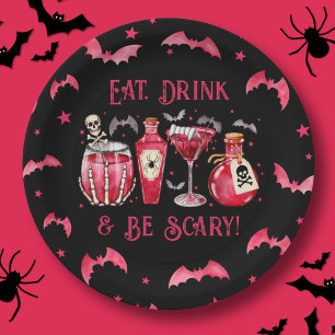 Eat Drink and Be Scary Halloween Cocktails Paper Plate