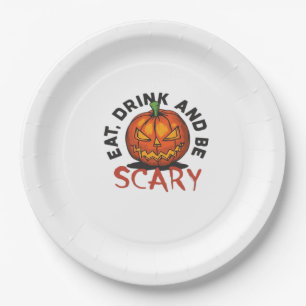 Eat Drink And Be Scary Halloween Design Paper Plate