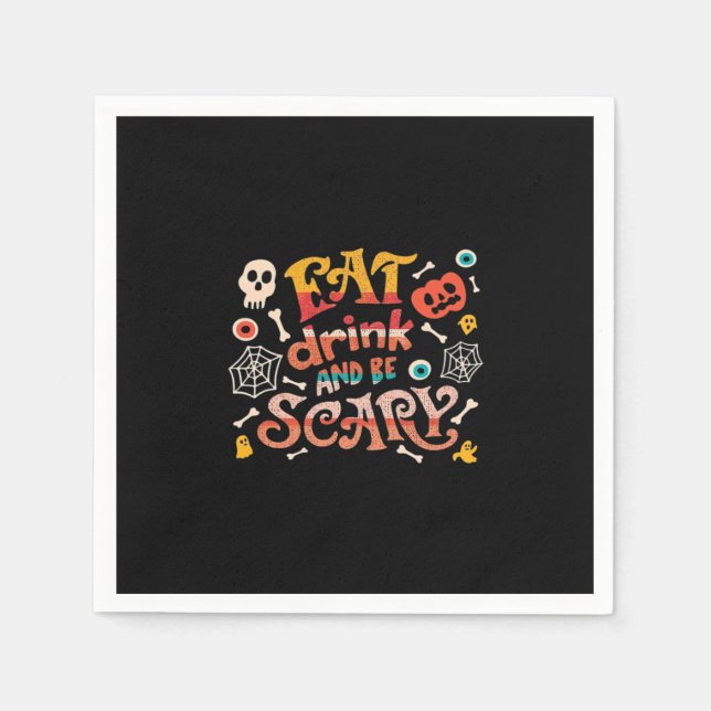 Eat Drink And Be Scary Halloween Funny Essential C Napkin (Front)