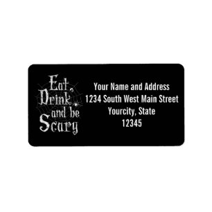 Eat, Drink and be Scary Halloween Funny Spider Web Label