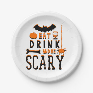 eat drink and be scary halloween paper plate