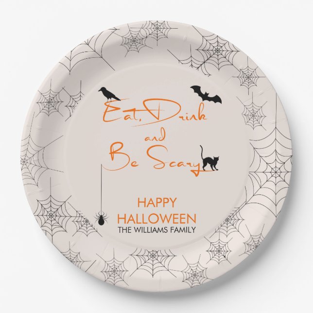 Eat Drink and Be Scary Halloween Paper Plates (Front)