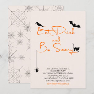Eat Drink and Be Scary Halloween Party Card