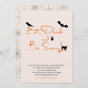 Eat Drink and Be Scary Halloween Party Card