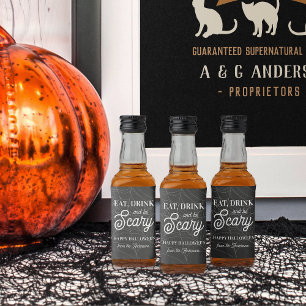 Eat, Drink and Be Scary Halloween Party Favour Liquor Bottle Label