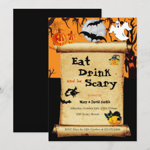 Eat Drink And Be Scary Halloween Party Invitation