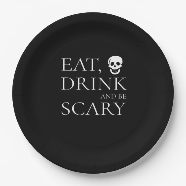 Eat Drink And Be Scary Halloween Party Novelty Sku Paper Plate (Front)