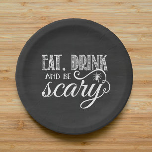 Eat, Drink and Be Scary Halloween Party Spider Paper Plate