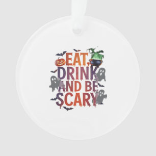 Eat Drink And Be Scary Halloween Party Spooky Desi Ornament