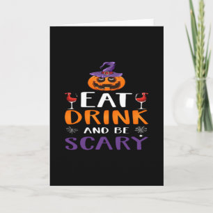 Eat Drink And Be Scary Halloween Party Witch Drink Card