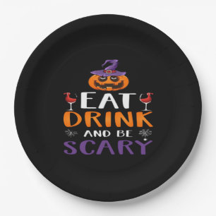Eat Drink And Be Scary Halloween Party Witch Drink Paper Plate